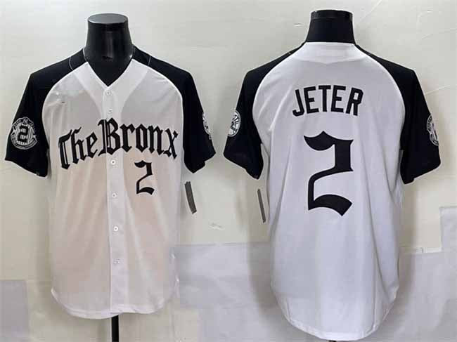 New York Yankees #2 Derek Jeter White Black 'Gothic Legacy Edition' Vapor Premier Limited Stitched Baseball Jersey - Main View