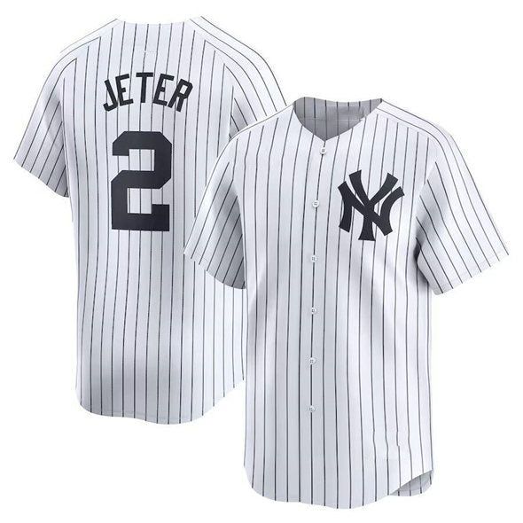 New York Yankees #2 Derek Jeter White Home Limited Stitched Baseball Jersey - Main View
