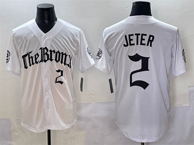 New York Yankees #2 Derek Jeter White 'Gothic Legacy Edition' Vapor Premier Limited Stitched Baseball Jersey - Main View