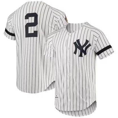 New York Yankees #2 Mitchell & Ness Cooperstown Collection 1996 Authentic Home Jersey - White Stitches Baseball Jerseys - Main View