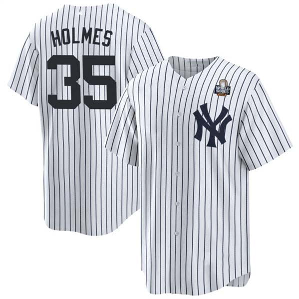 New York Yankees #35 Clay Holmes White 2024 World Series Cool Base Stitched Baseball Jersey - Main View
