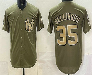 New York Yankees #35 Cody Bellinger Olive 2026 Armed Forces Day Jersey - Main View