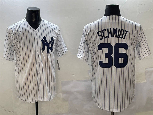 New York Yankees #36 Clarke Schmidt White Cool Base Stitched Baseball Jersey - Main View
