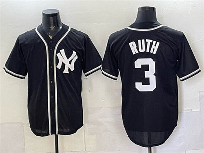 New York Yankees #3 Babe Ruth 2026 Fashion Replica Black Out Stitched Jersey - Main View