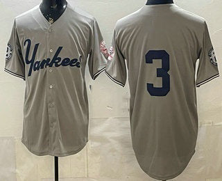 New York Yankees #3 Babe Ruth Grey Without Name Limited Jersey - Main View