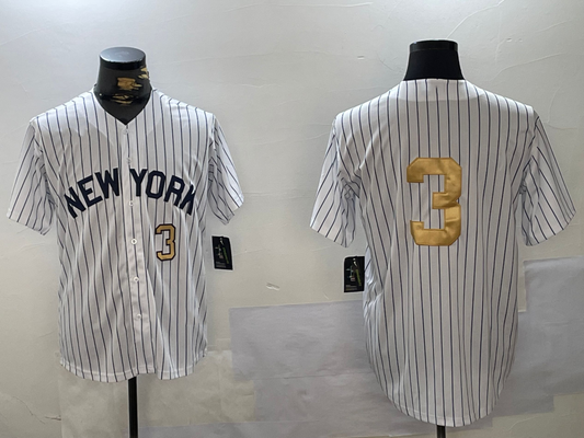 New York Yankees #3 Babe Ruth White Pinstripe Without Name Fashion Cool Base Stitched Baseball Jersey - Main View