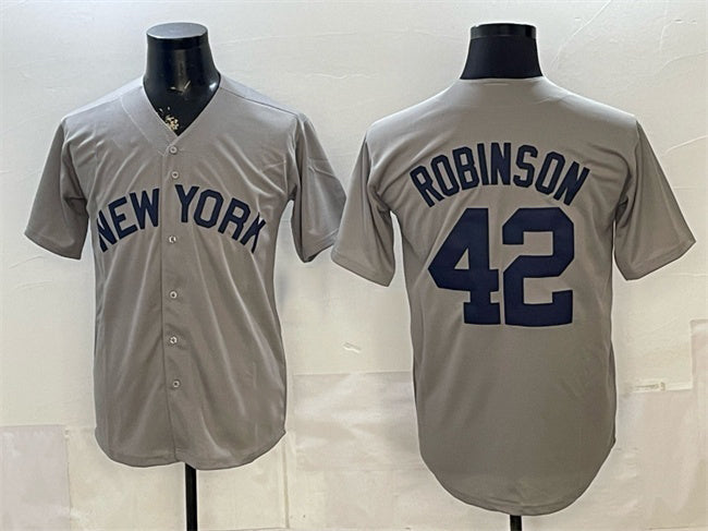 New York Yankees #42 Jackie Robinson Grey Stitched Jersey - Main View