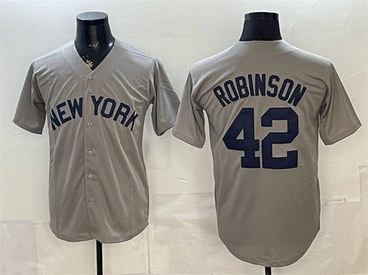 New York Yankees #42 Jackie Robinson Grey Stitched Jersey - Main View