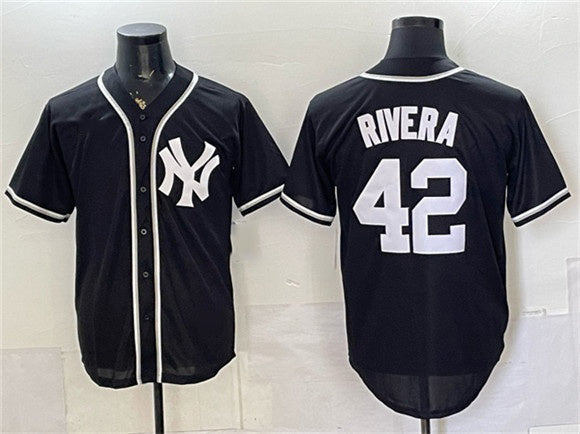 New York Yankees #42 Mariano Rivera 2026 Fashion Replica Black Out Stitched Jersey - Main View