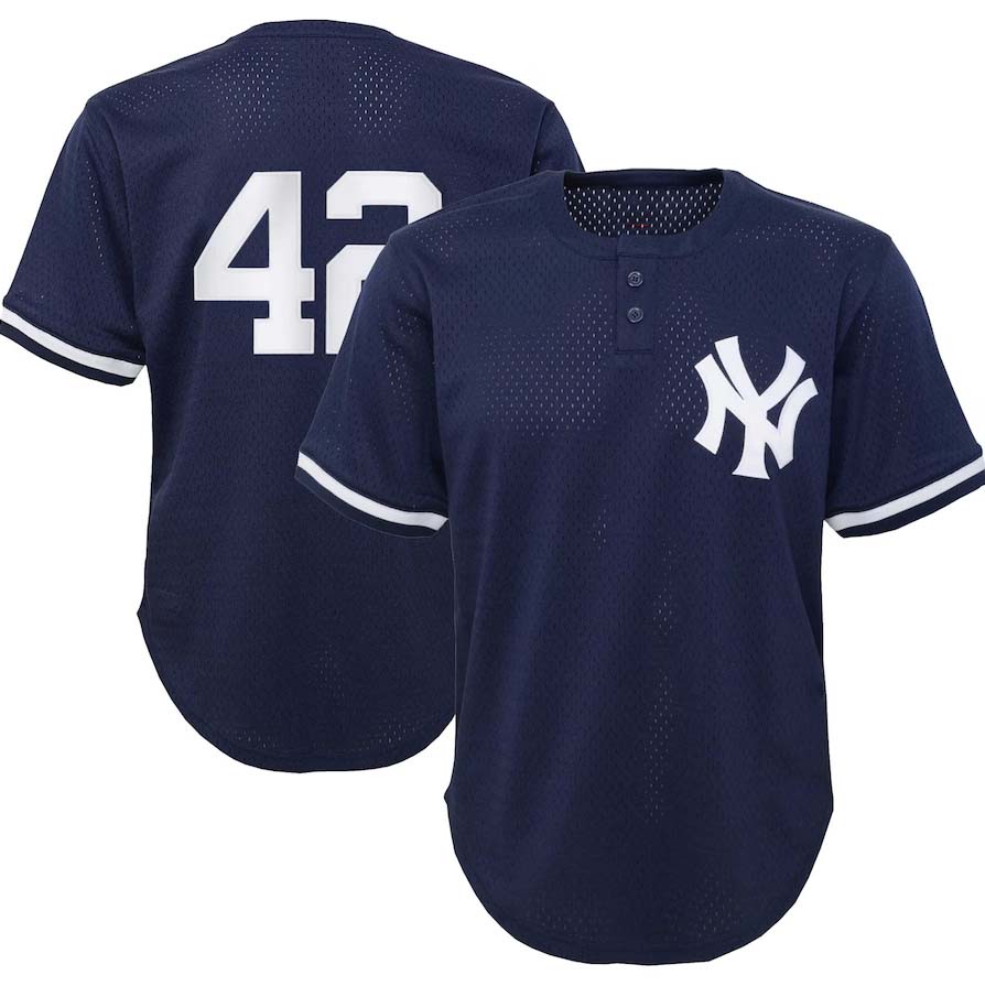 New York Yankees #42 Mariano Rivera Mitchell & Ness Cooperstown Collection Mesh Batting Practice Jersey - Navy Stitches Baseball Jerseys - Main View