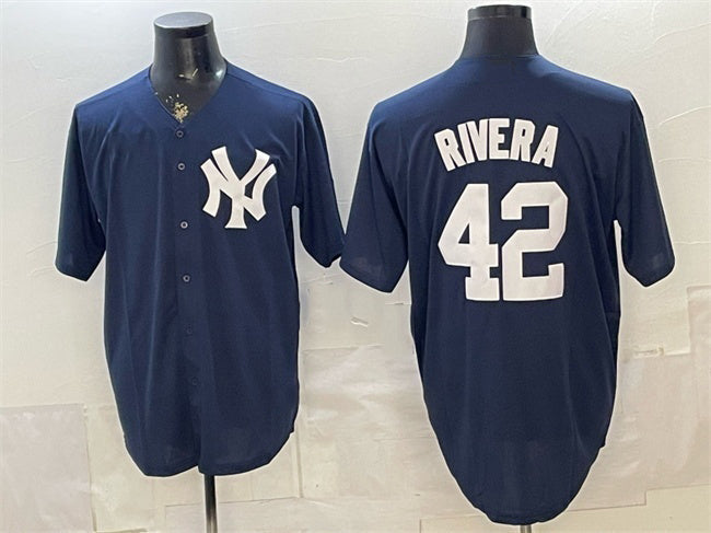 New York Yankees #42 Mariano Rivera Navy Limited Stitched Jersey - Main View