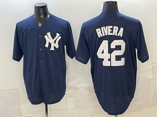 New York Yankees #42 Mariano Rivera Navy Limited Stitched Jersey - Main View