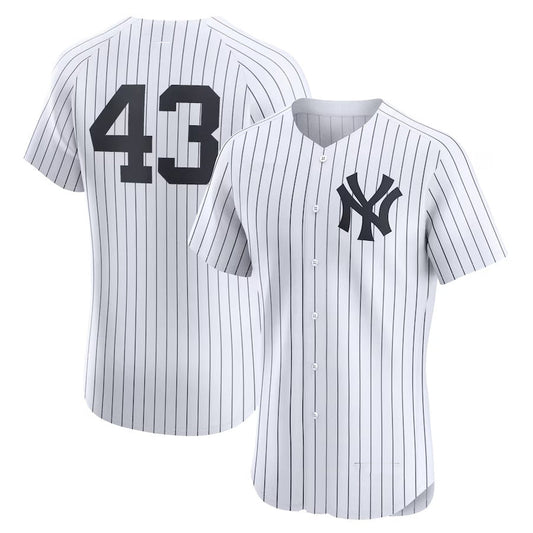 New York Yankees #43 Jonathan Loáisiga Home Elite Player Jersey - White Stitched Baseball Jersey - Main View