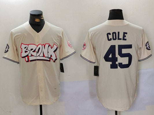 New York Yankees #45 Gerrit Cole Cream Limited Stitched Baseball Jersey - Main View