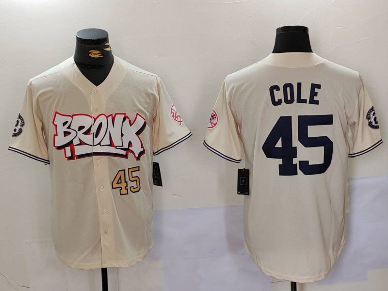 New York Yankees #45 Gerrit Cole Cream Limited Stitched Baseball Jersey - Main View