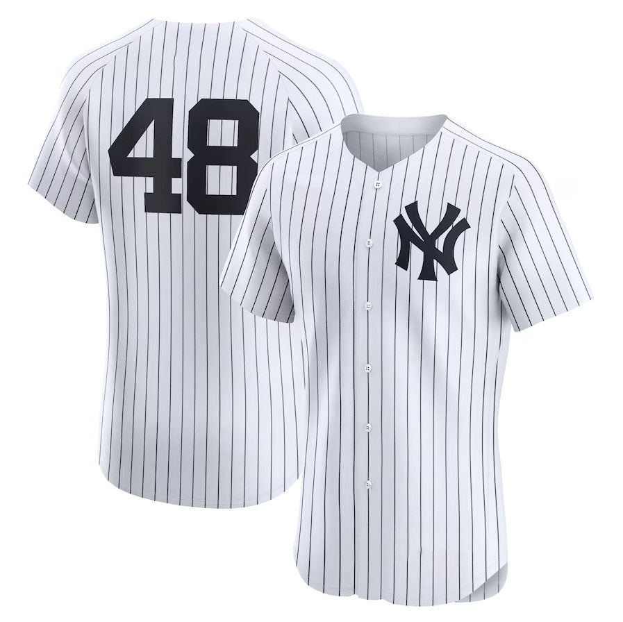 New York Yankees #48 Paul Goldschmidt Home Elite Player Jersey - White Stitched Baseball Jersey - Main View