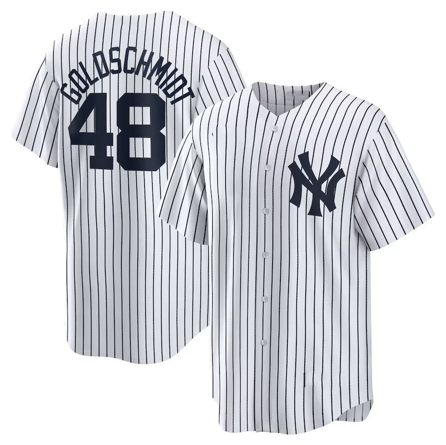 New York Yankees #48 Paul Goldschmidt Home Replica Jersey - White Stitched Baseball Jersey - Main View