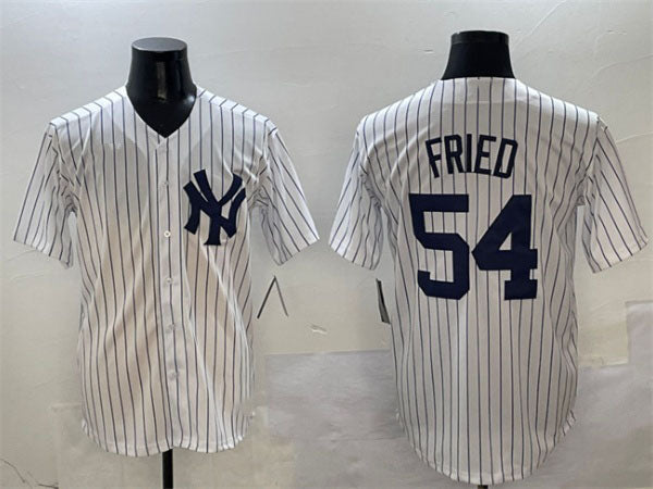 New York Yankees #54 Max Fried White Cool Base Stitched Baseball Jersey - Main View