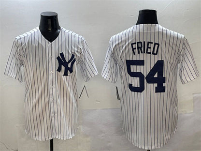 New York Yankees #54 Max Fried White Cool Base Stitched Baseball Jersey - Main View