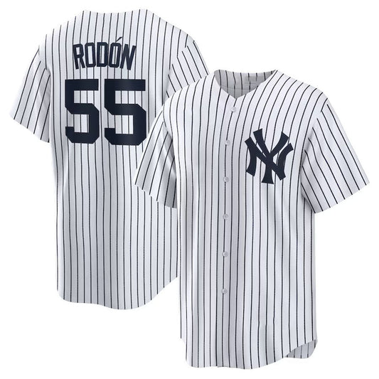 New York Yankees #55 Carlos Rodon Home Official Player Jersey - White/Navy Stitched Baseball Jersey - Main View