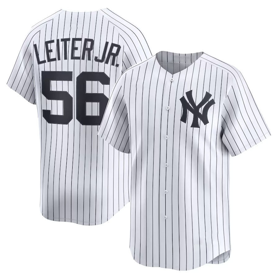 New York Yankees #56 Mark Leiter Jr. Home Limited Player Jersey - White Stitched Baseball Jersey - Main View