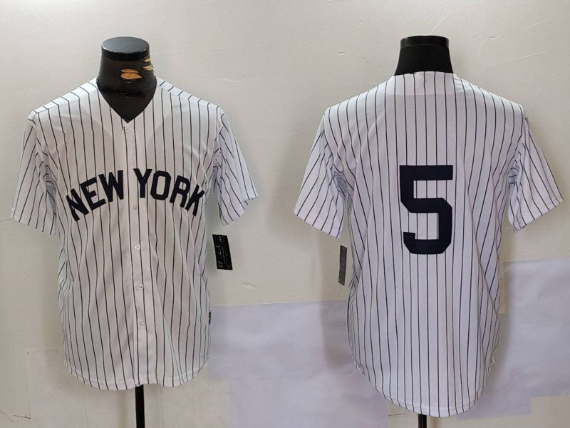 New York Yankees #5 Joe DiMaggio White No Name Cool Base Stitched Baseball Jersey - Main View