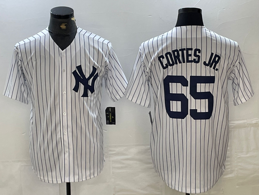 New York Yankees #65 Nestor Cortes Jr White Stitched Cool Base Baseball Jersey - Main View
