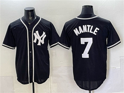 New York Yankees #7 Mickey Mantle 2026 Fashion Replica Black Out Stitched Jersey - Main View