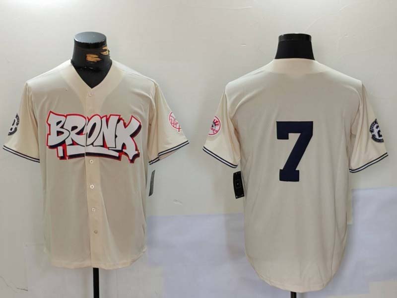 New York Yankees #7 Mickey Mantle Cream Limited Stitched Baseball Jersey - Main View