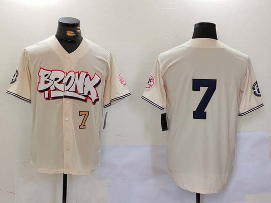 New York Yankees #7 Mickey Mantle Cream Limited Stitched Baseball Jersey - Main View