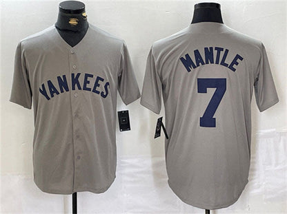New York Yankees #7 Mickey Mantle Gray Cool Base Stitched Baseball Jersey - Main View
