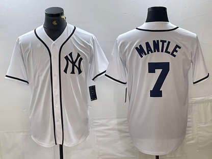 New York Yankees #7 Mickey Mantle White Fashion Cool Base Baseball Jersey - Main View