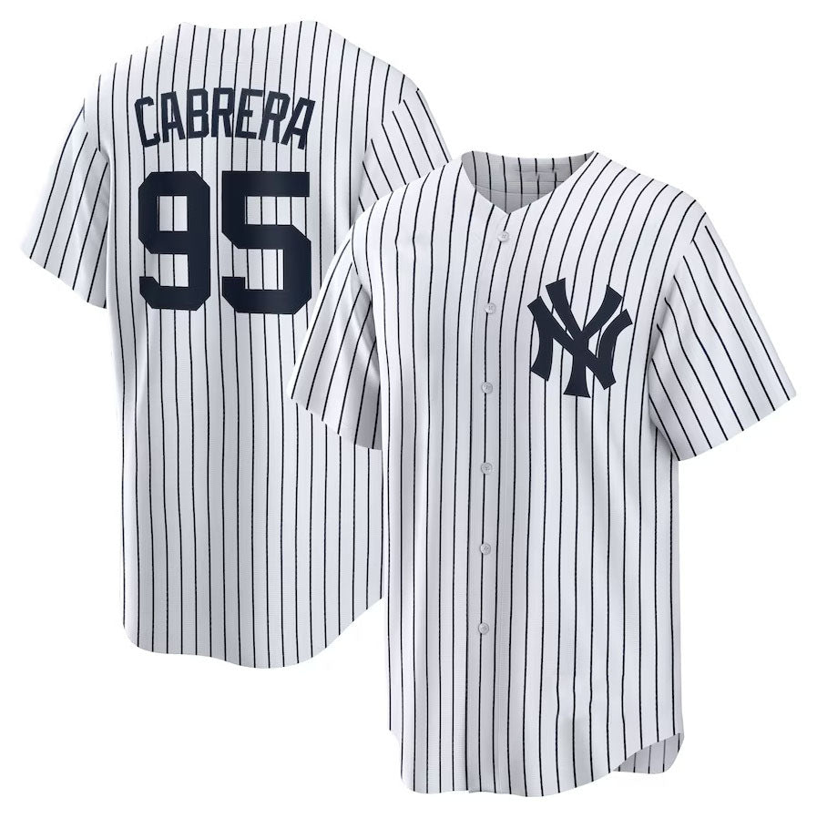 New York Yankees #95 Oswaldo Cabrera Home Replica Jersey - White Stitched Baseball Jersey - Main View