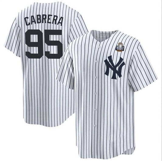 New York Yankees #95 Oswaldo Cabrera White 2024 World Series Cool Base Stitched Baseball Jersey - Main View