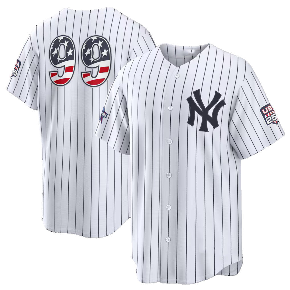 New York Yankees #99 Aaron Judge 2026 All-Star Edition Stars & Stripes White Stadium Baseball Jersey - Main View