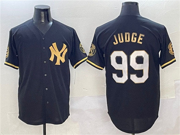 New York Yankees #99 Aaron Judge Black Gold With Patch Limited Stitched Baseball Jersey - Main View