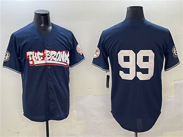 New York Yankees #99 Aaron Judge Navy Bronx Graffiti Vapor Limited Stitched Baseball Jersey - Main View