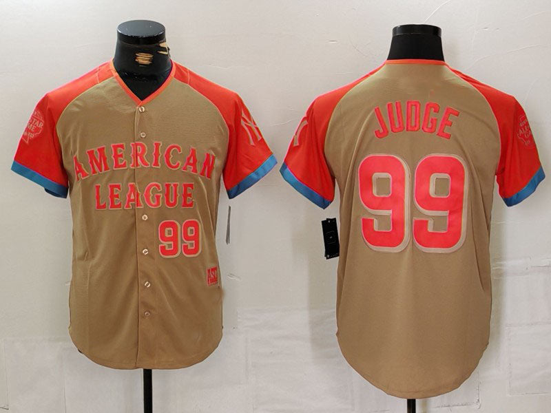 New York Yankees #99 Aaron Judge Number Cream 2024 All Star Limited Stitched Baseball Jersey - Main View
