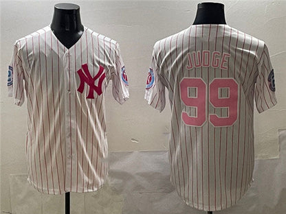 New York Yankees #99 Aaron Judge Pink With Patch Limited Stitched Baseball Jersey - Main View