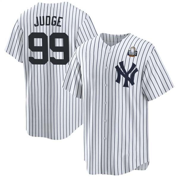 New York Yankees #99 Aaron Judge White 2024 World Series With Name Cool Base Stitched Baseball Jersey - Main View