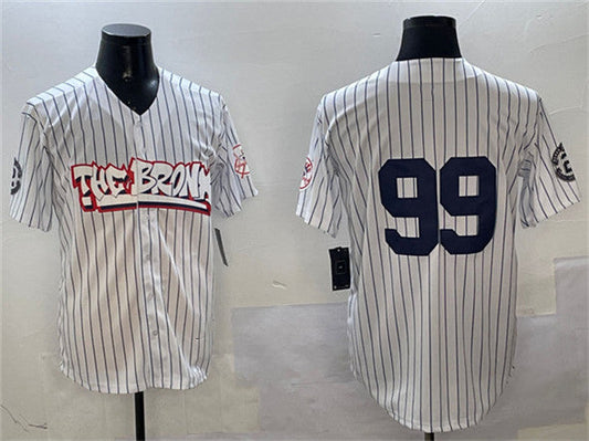 New York Yankees #99 Aaron Judge White Bronx Graffiti Vapor Limited Stitched Baseball Jersey - Main View