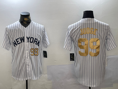 New York Yankees #99 Aaron Judge White Pinstripe Fashion Cool Base Stitched Baseball Jersey - Main View