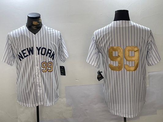 New York Yankees #99 Aaron Judge White Pinstripe Without Name Fashion Cool Base Stitched Baseball Jersey - Main View