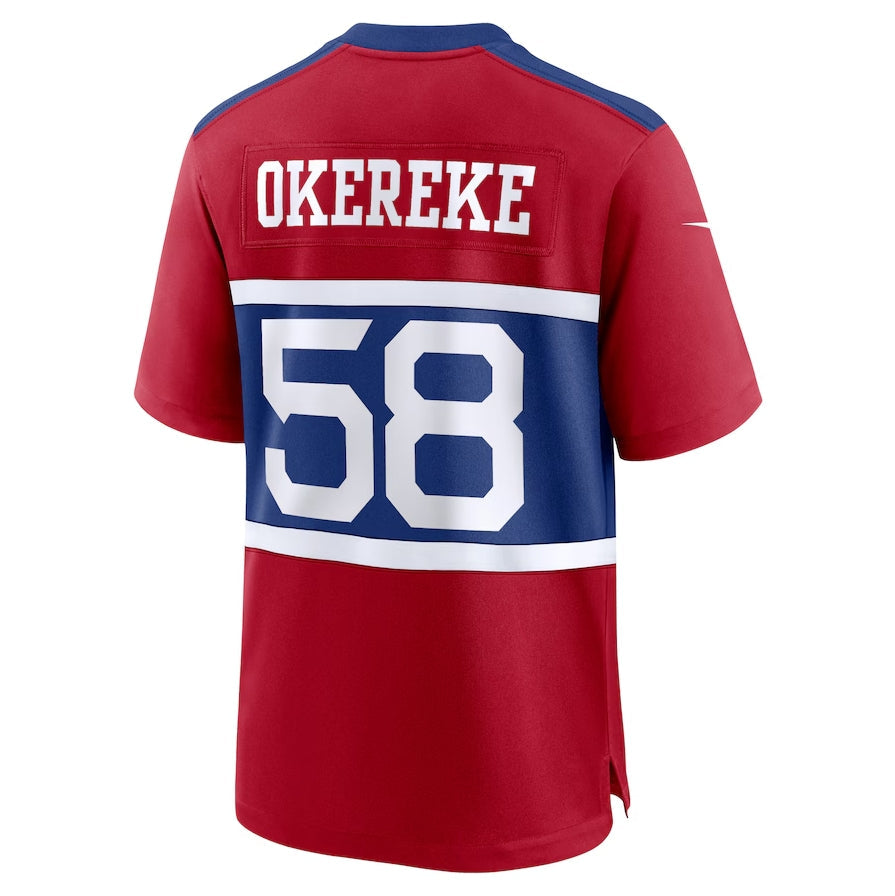 NY.Giants #58 Bobby Okereke Alternate Player Game Jersey - Century Red American Football Jerseys - Main View
