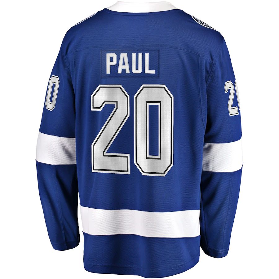 TB.Lightning #20 Nicholas Paul Fanatics Branded Home Breakaway Player Jersey Blue Stitched American Hockey Jerseys - Main View
