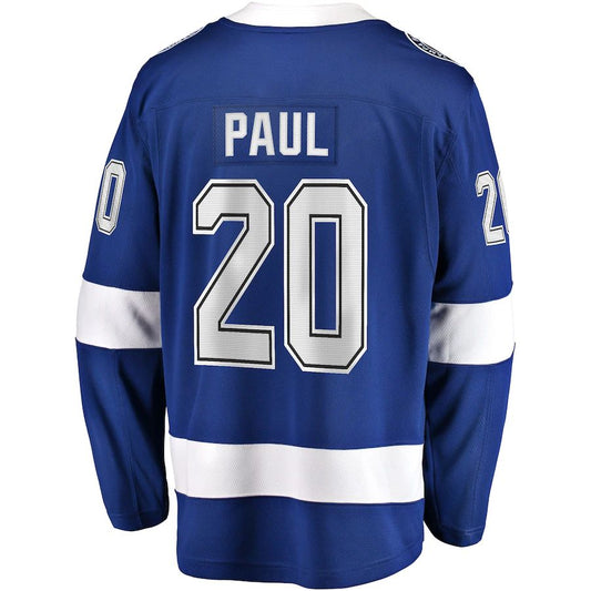 TB.Lightning #20 Nicholas Paul Fanatics Branded Home Breakaway Player Jersey Blue Stitched American Hockey Jerseys - Main View