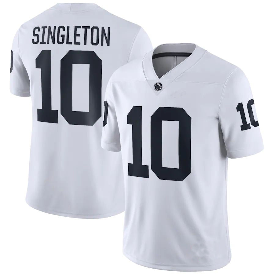 P.State Nittany Lions #10 Nicholas Singleton NIL Replica Football Jersey White Stitched American College Jerseys - Main View
