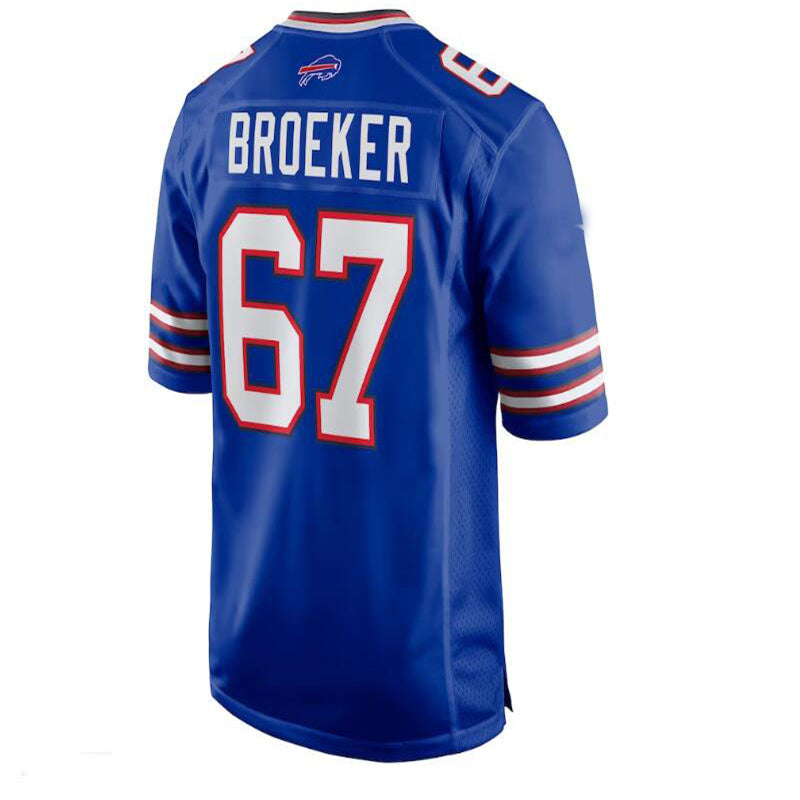 B.Bills #67 Nick Broeker Home Game Jersey - Royal American Stitched Football Jerseys - Main View