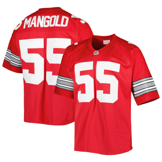 O.State Buckeyes #55 Nick Mangold Mitchell & Ness Authentic Jersey  Scarlet Football Jersey Stitched American College Jerseys - Main View