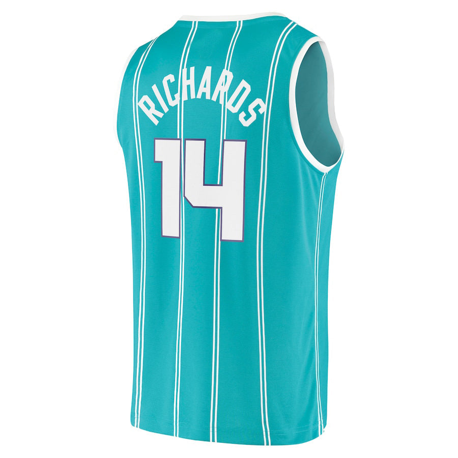 C.Hornets #14 Nick Richards Fanatics Branded 2020-21 Fast Break Replica Jersey Icon Edition Teal Stitched American Basketball Jersey - Main View